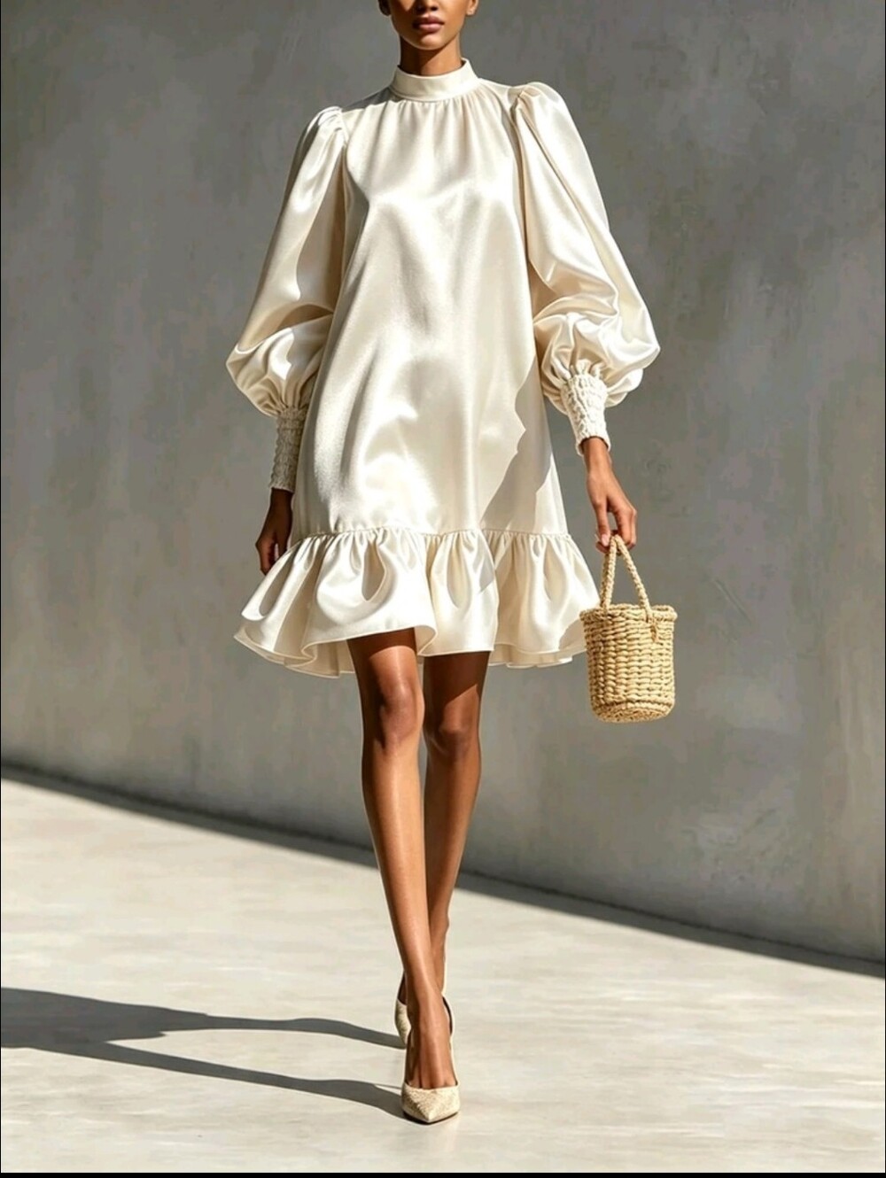 Women's Autumn/Winter Minimalist Casual Elegant Dress With Small Stand Col